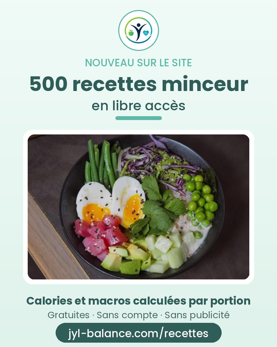 Plus de 500 recettes basses calories dans l'application