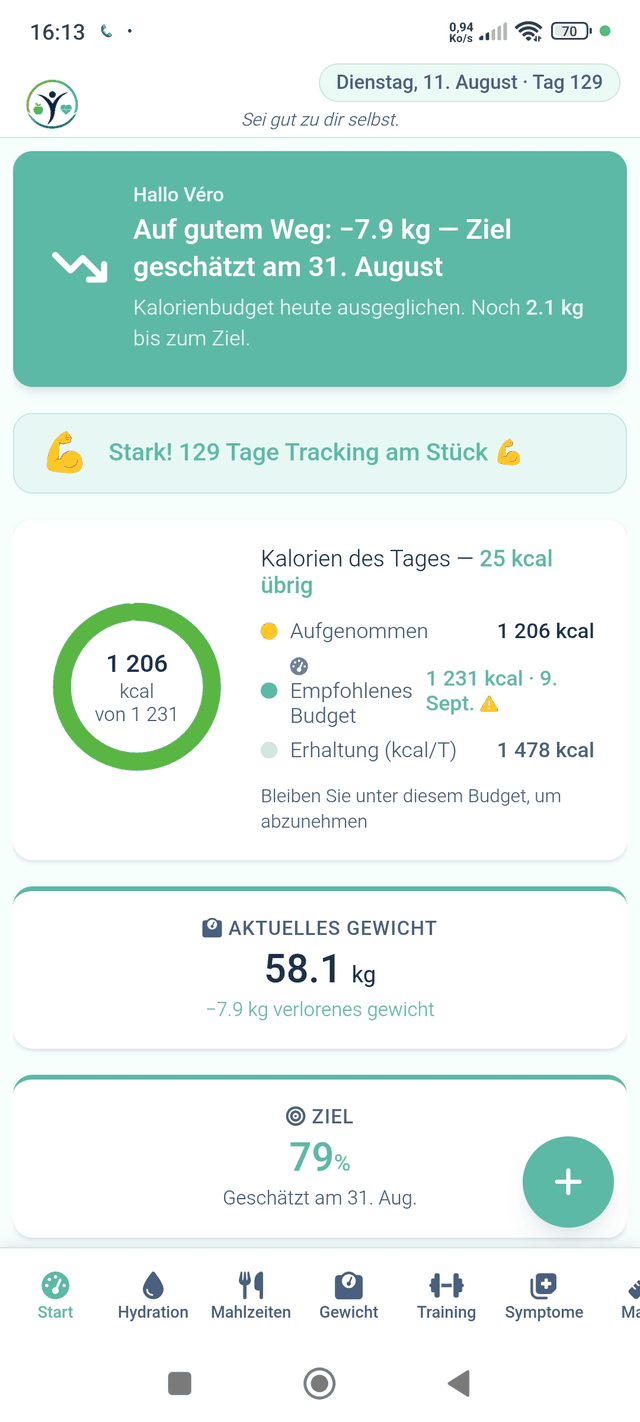 Die JYL Balance App auf einem Smartphone