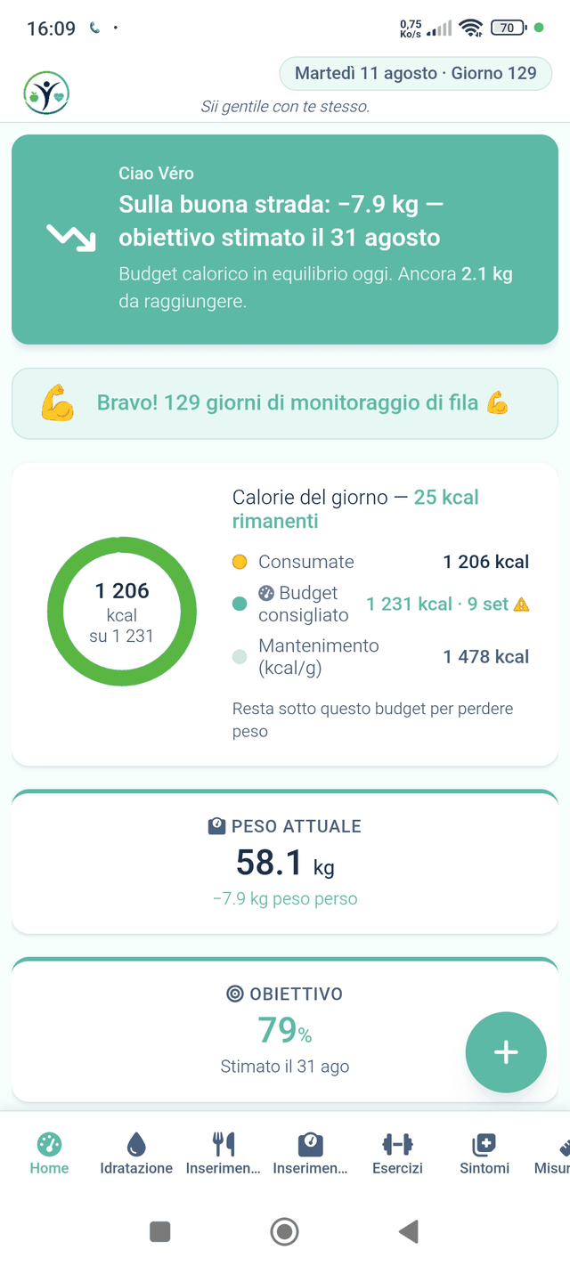 L'app JYL Balance su uno smartphone
